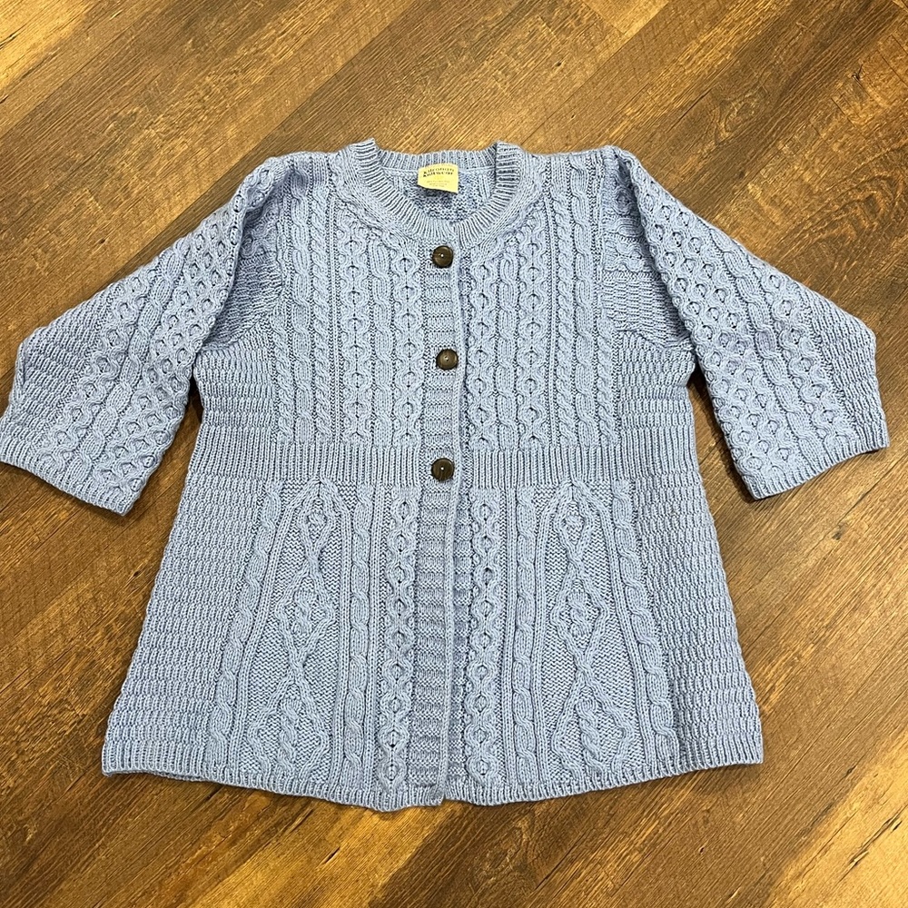 Kilronan Knitwear sweater womens size extra large  blue Irish knit merino wool